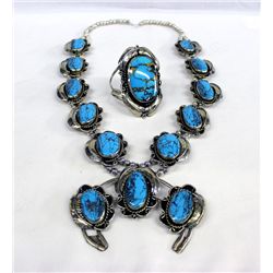 Navajo German Silver Squash Necklace Bracelet