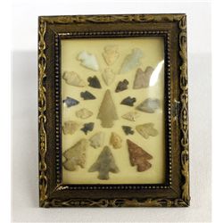 Framed Birdpoint Arrowhead Display