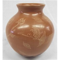 Mata Ortiz Sgraffito Flower Jar - Samuel Gaona