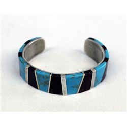Zuni Sterling Turquoise Inlay Bracelet