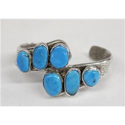 Navajo Sterling Turquoise Sandcast Bracelet