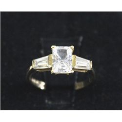 14K Gold Emerald Cut CZ Ring