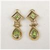 Image 1 : Peridot Gold Tone Drop Earrings