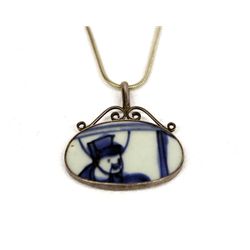 Antique Sterling Delft Sherd Necklace