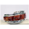 Image 2 : Navajo Red Shell Sterling Inlay Bracelet - Begay