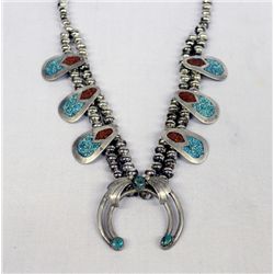 Old Navajo Pawn Squash Blossom Necklace Choker