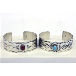Pr Navajo German Silver Cuff Bracelets