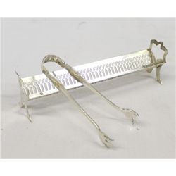Webster Silver Sugar Cube Holder & Tongs