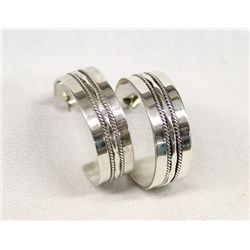 Navajo Sterling Hoop Pierced Earrings - Yazzie