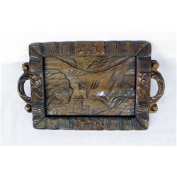 Vintage Mexican Folk Art Hand Carved Wooden Tray