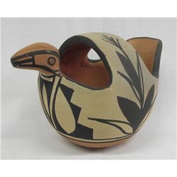 Santa Domingo Polychrome Bird Pottery Bowl