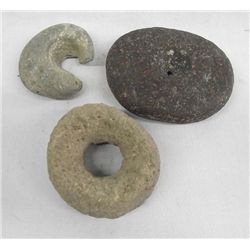 3 Prehistoric Donut Whorl Stone Tools