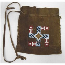 Jicarilla Apache Rolling Log Beaded Suede Bag