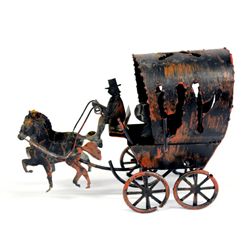 Vintage Metal Horse & Wagon Music Box