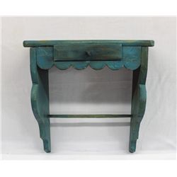 Vintage Mexican Wooden Turquoise Green Shelf MBPU
