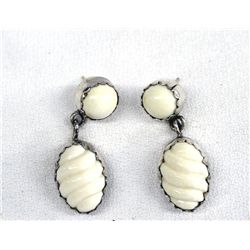 Navajo Sterling Silver Platero Ivory Earrings