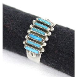 Zuni Sterling Petit Point Turquoise Ring