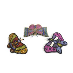 3 Beaded Butterfly Hair Clips