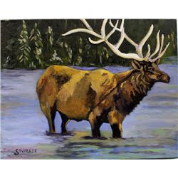 Original Oil Painting ''Early Dip'' - Judy Savarese