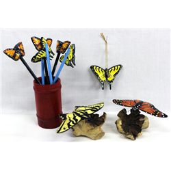 Painted Wooden Butterfly Collection