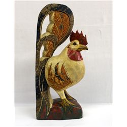 Hand Carved & Painted Rooster Statue
