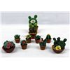 Image 2 : Collection of 12 Miniature Clay Cactus in Pots