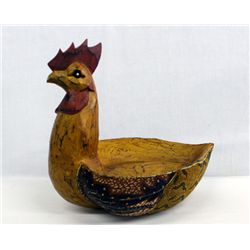 Hand Carved Hand Painted Rooster Bowl