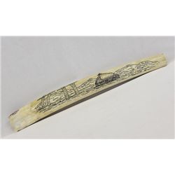 Estate Large Scrimshaw Ivory Tusk Collectible