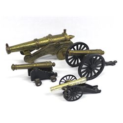 Collection of 4 Brass and Metal Toy Cannons