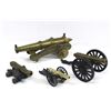 Image 2 : Collection of 4 Brass and Metal Toy Cannons