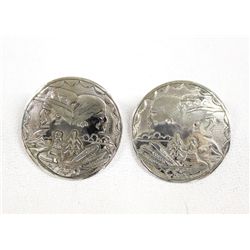 Large Estate Navajo Sterling Silver Pierced Earrings