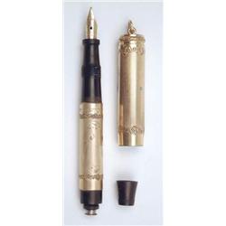 Parker Jacknife fountain pen with gold plated overlay with ribbon ring (button filler) (1)  (see...