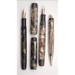 Osima minor fountain pen in green and black marble with osima 14ct nib (button filler) and Tasmia...