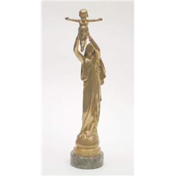 A.D. Roze, a Barbedienne gilt bronze casting of the Vierge d'Albert, signed and entitled, on gree...