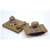 Image 1 : A French bronze three-piece desk set, signed Louis Famin, comprising inkwell, blotter and seal, c...