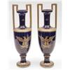 Image 1 : A pair of French parcel gilt royal blue 2-handle vases decorated with Napoleonic emblems of eagle...