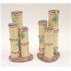 Image 1 : A pair of Wedgwood majolica spill vases modelled as 3 bamboo canes, numbered 1329 and 1229 and im...