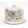 Image 1 : A late Victorian earthenware cheese dish and domed cover painted with a butterfly and flowers, 10...