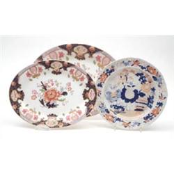 A pair of Victorian Brownfield bone china oval serving plates printed and enamelled with flowers,...