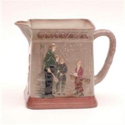 A Royal Doulton Oliver Asks For More jug of square form, 6ins £70-100...