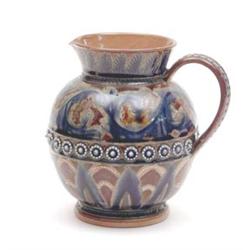 A Royal Doulton Lambeth jug with leaf scroll decorated by Emily Edwards, 6ins £100-150...