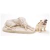 Image 1 : A Royal Doulton model of a seated bulldog K17 and a marble effect model of a deerhound, 5.25ins £...