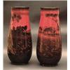 Image 1 : A pair of Royal Doulton flambe vases of tapering rounded form with ogee rim decorated with cattle...