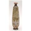Image 1 : A Royal Doulton vase of slender form with stylised leaves on a mottled green ground, by Eliza Sim...