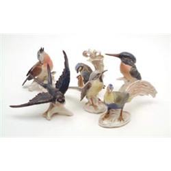 A German porcelain swift and 5 other porcelain birds £100-150...