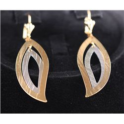 BI-COLOR DANGLING EARRING 14K GOLD PLATED