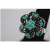 Image 2 : FASHION JEWELRY; SYNTHETIC TURQUOISE COLORED BRASS RING