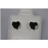 Image 1 : HEART BLACK CZ STUD EARRINGS .925 STERLING SILVER