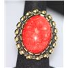 Image 1 : FASHION JEWELRY BRASS RING; SYNTHETIC RED STONE