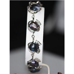 FANCY FASHION JEWELRY BLACK PEARL AND CZ BRACELET